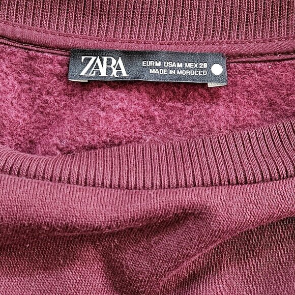 Zara Sweater Dress Womens M Burgundy LS Strech Pleated Back Short Preppy - Picture 3 of 16